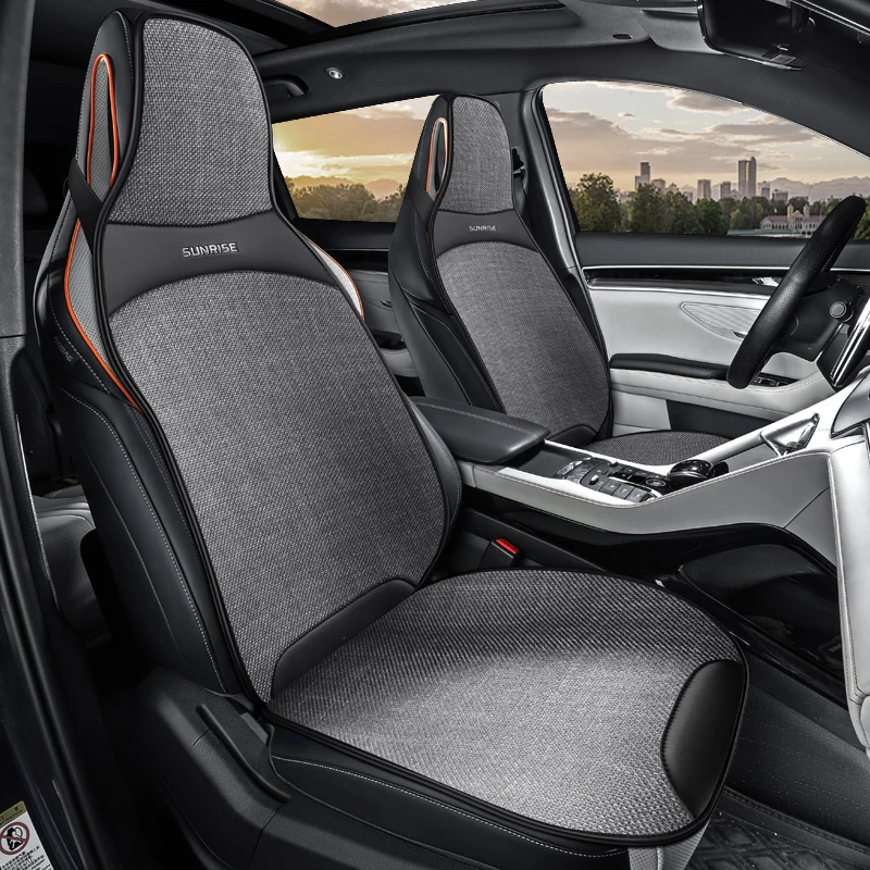 Front Single Seat, Luxurious Linen One-Piece Car Seat Cover, Universal, with a Fine Texture, Comfortable, Breathable, and Wear-Resistant, Suitable for All Seasons, Fits the Seat Well, with Three-Dimensional Wing Support, Enhances Driving Experience, Easy to Install, Available in Four Colors, Car Seat Cushion, Car Seat Cover, Suitable for Various Models Such as Sedans, Suvs, Trucks, Etc