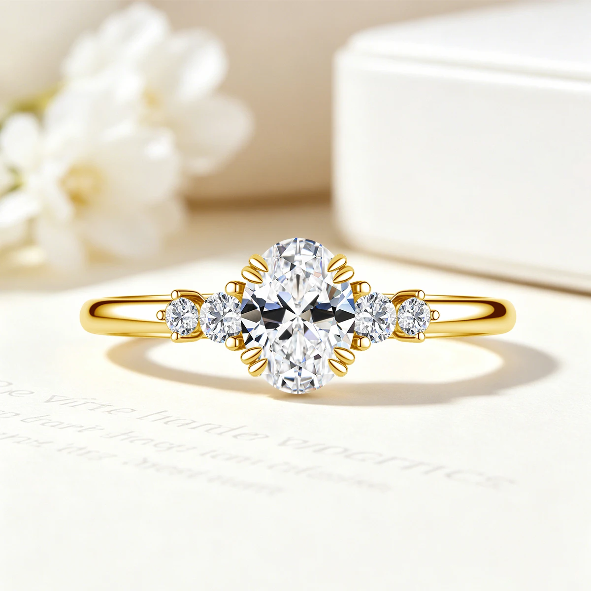1,5 Karat 925 Sterling Silber Prachtvoller Glänzender Ovaler Moissanit-Ring für Damen, Verlobungs- und Hochzeits-Halb-Ewigkeitsring mit Zertifikat – Detail 4