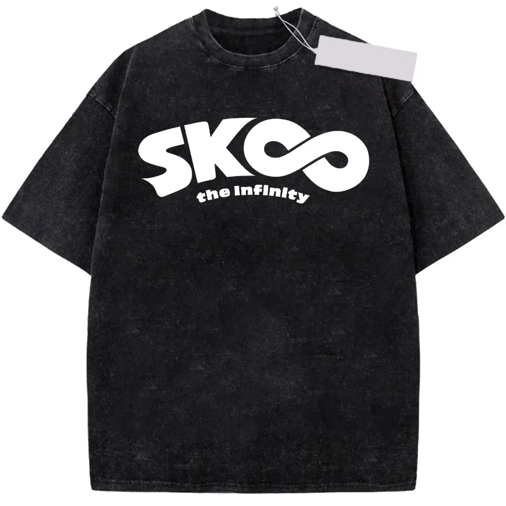 Summer Anime SK8 The Infinity Logo Wash Cotton Tshirt Men Fashion Unisex T-shirt Cotton Streetwear Casual Short Sleeve Clothing