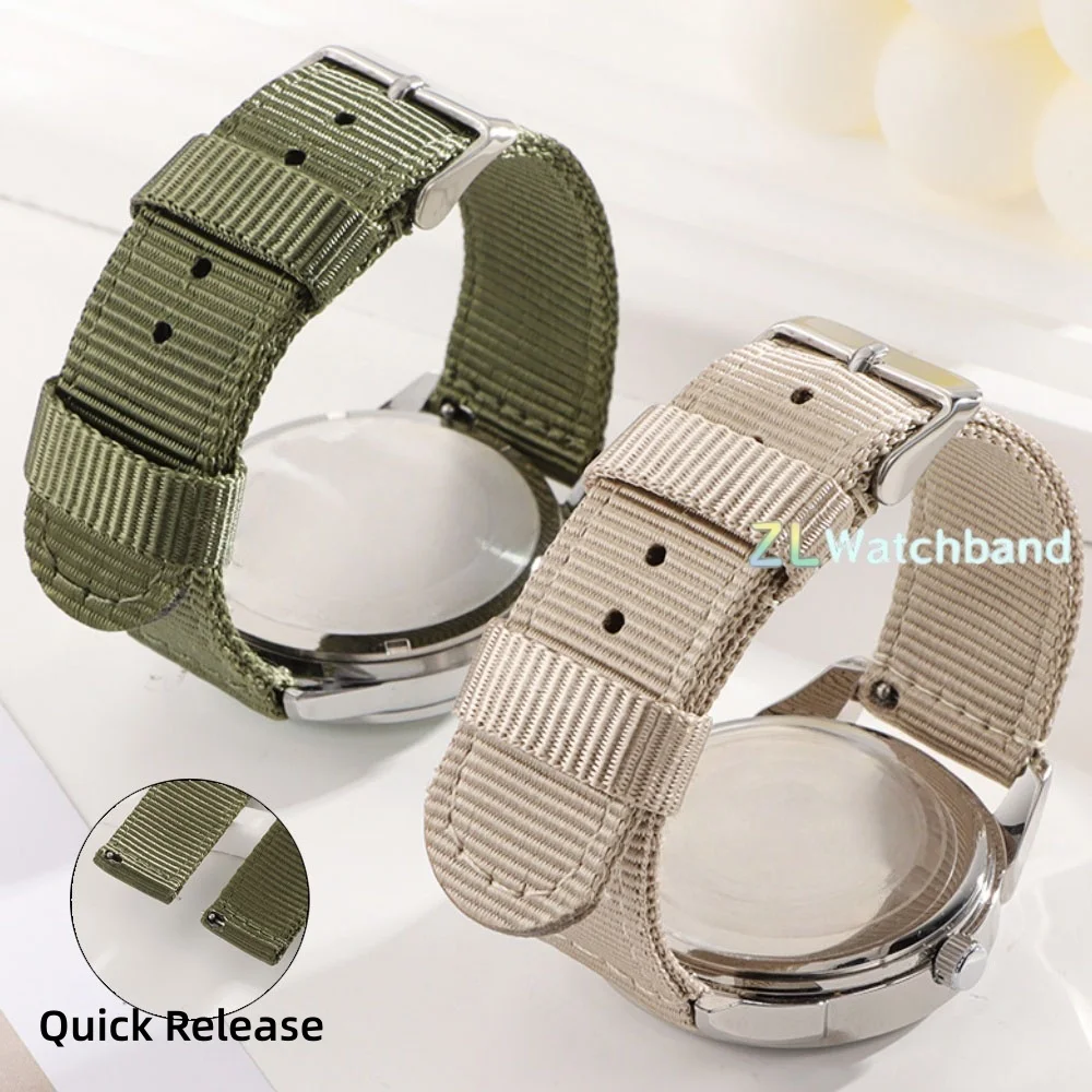 Bracelet en Nylon à dégagement rapide, 18mm, 20mm, 22mm, 24mm, boucle en acier inoxydable, pour Seiko, accessoires pour femmes et hommes ﻿