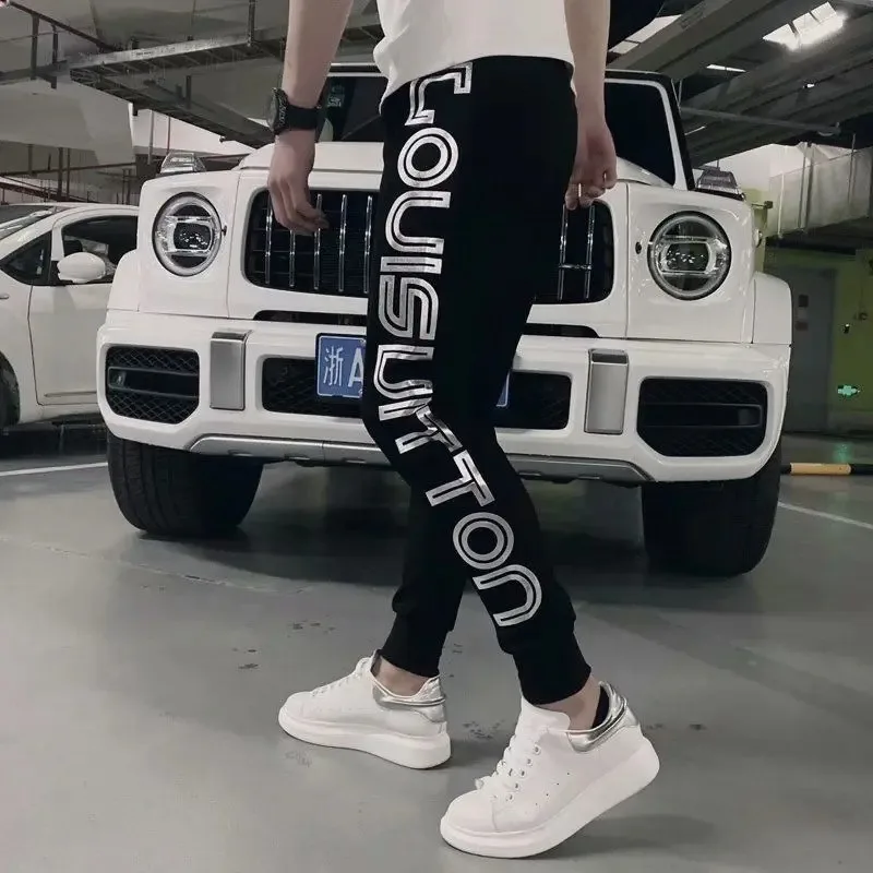 Slim White Tights Plain Cropped Trousers Man Sports Pants Autumn and Winter Skinny Fashion 2024 Welcome Deal Sweatpants for Men