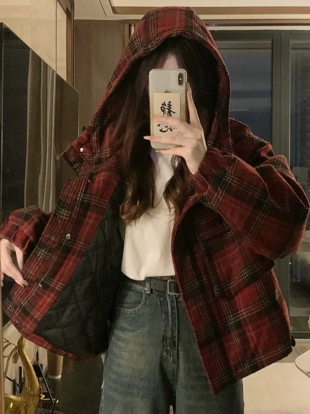 Thickened Cotton Plaid Short Coat for Female Students Winter New Design Sensation Small Woolen Jacket Compact Size