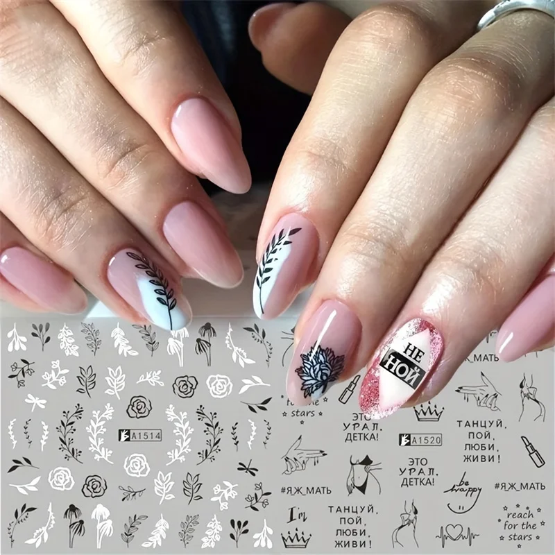 800 kinds Nail Sticker Set Water Decal Nail Art Ink Flowers Leaves Graffiti Slider for Nail Decoration Foils Tattoo