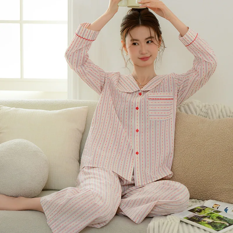 Conjunto de pijamas para mujer, pijamas cálidos de invierno para mujer, ropa navideña a la moda para el hogar, pijamas, conjunto de pijama lindo y suave dulce