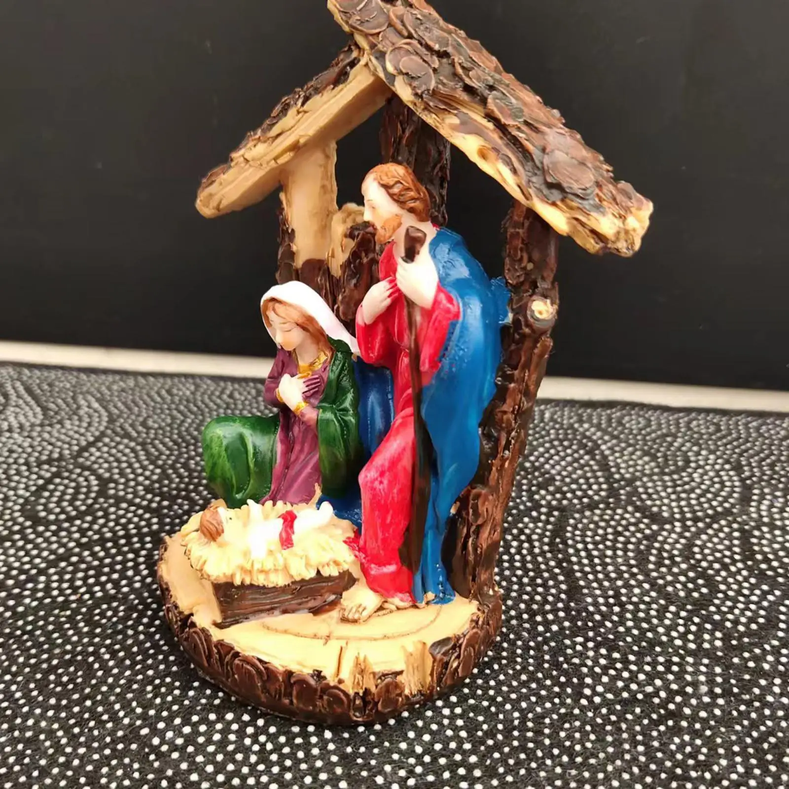 Holy Family Nativity Figurines Jesus Religious Desk Ornament Gift , as shown