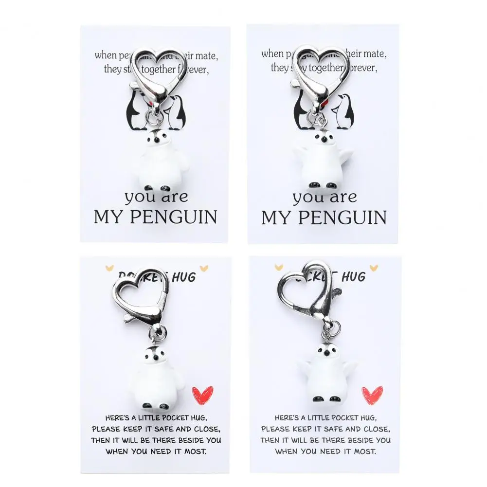 Fun Backpack Decorative Keychain, Penguin Charm Keychain, Heart Buckle Keyring Adds A Playful Touch To Your Bags And Keys view 5