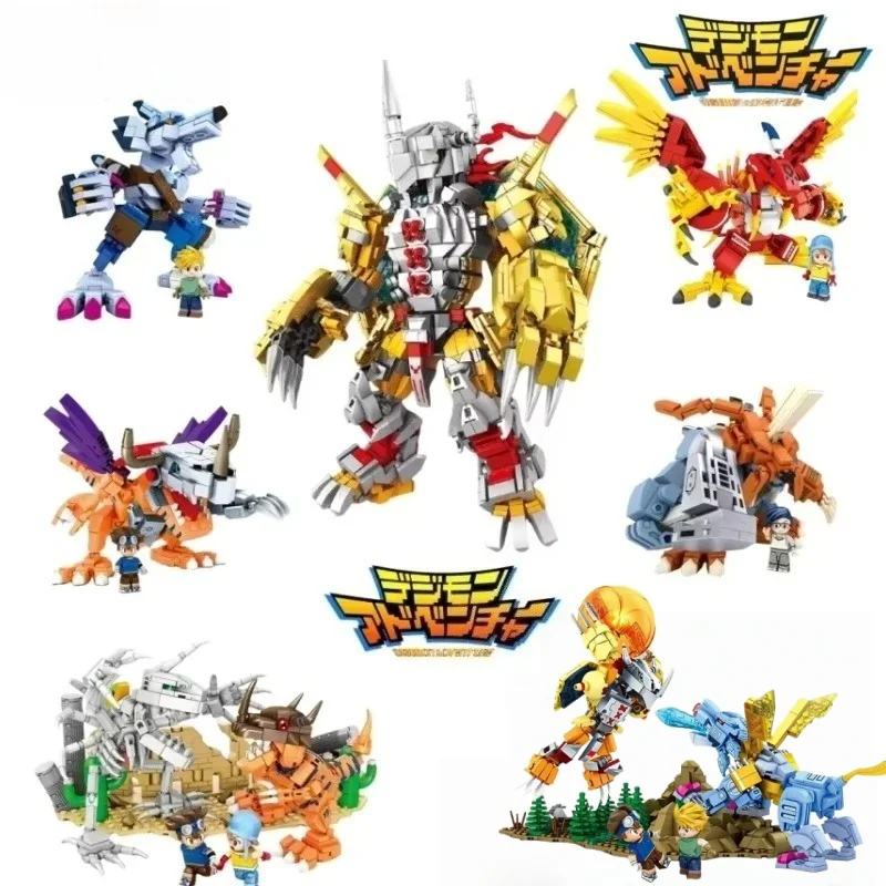 NIEUW BLOK Digimon Assembleren van bouwstenen Battle Greymon Agumon Speelgoed Anime Ornamenten Model Kindervakantiecadeau