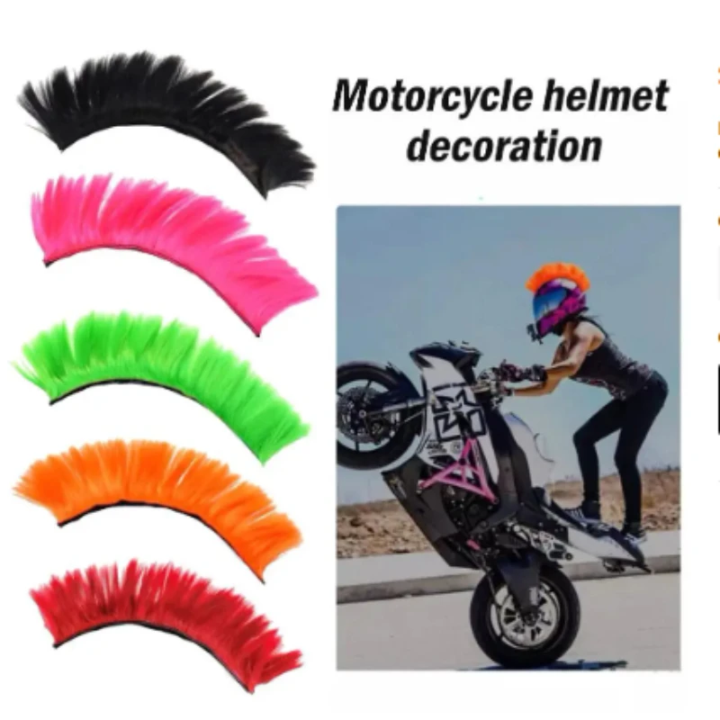 

Motorcycle Helmet Wig Decoration Can Be Cut Creatively DIY Cockscomb Funny Punk Style Off-road Full Face Helmet Decoration