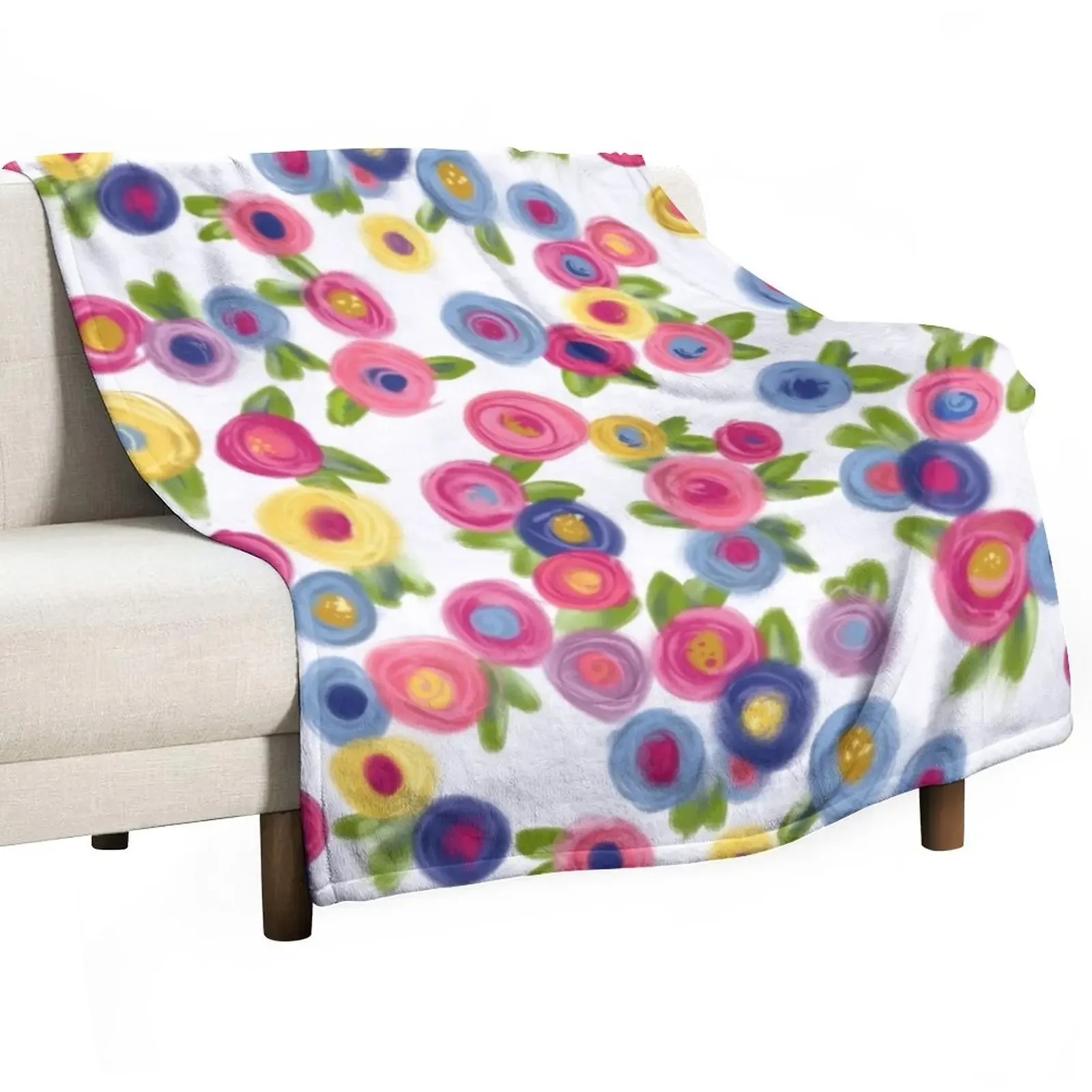 New Rose Garden Rose Flowers Cottage Garden blue purple pink orange turquoise Throw Blanket Large Thins Blankets