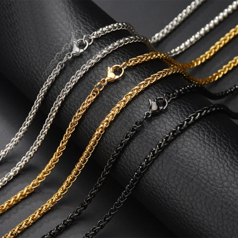 1 piece Stainless Steel Chain Necklace Width 3mm/4mm/5mm/6mm Black Color Keel Link Chain Necklace For Men Women Dropshipping