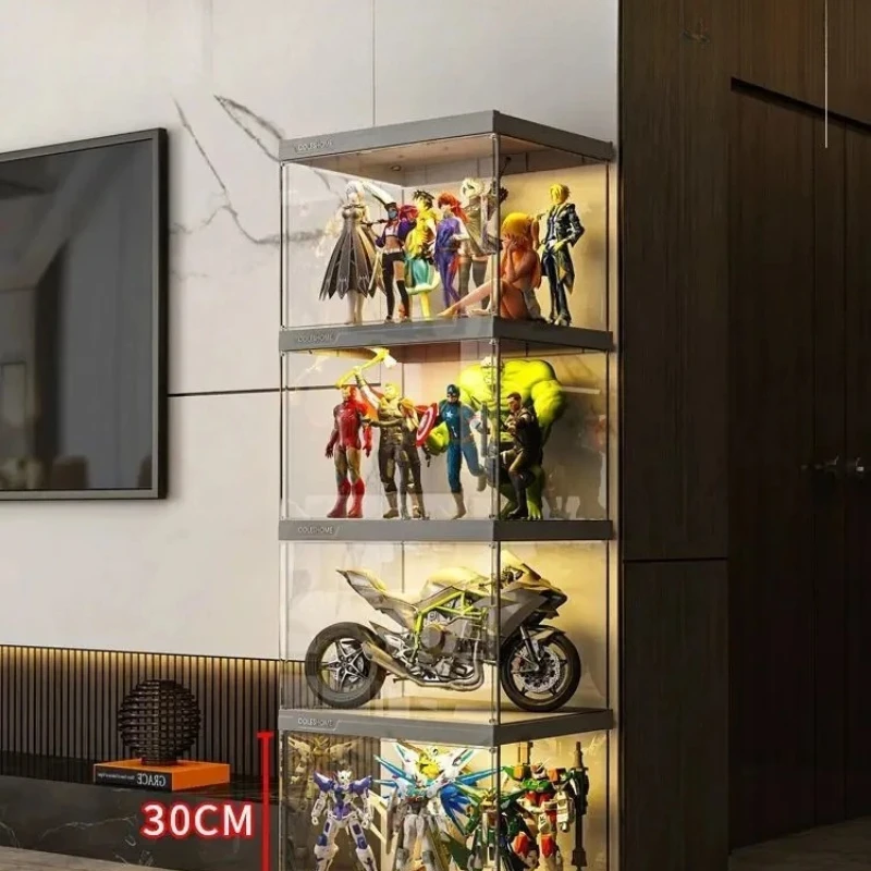 Витрина для фигурок LEGO, прозрачный многоярусный шкаф для хранения, большой вместимости, с защитой от пыли