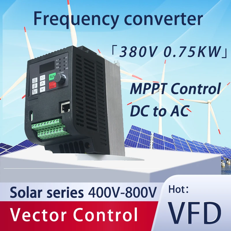 Freqency Converter 0.75KW 1HP Solar VFD 220V/380V Inverter Variable Frequency Inverter Drive Inverter VFD Motor Speed Control