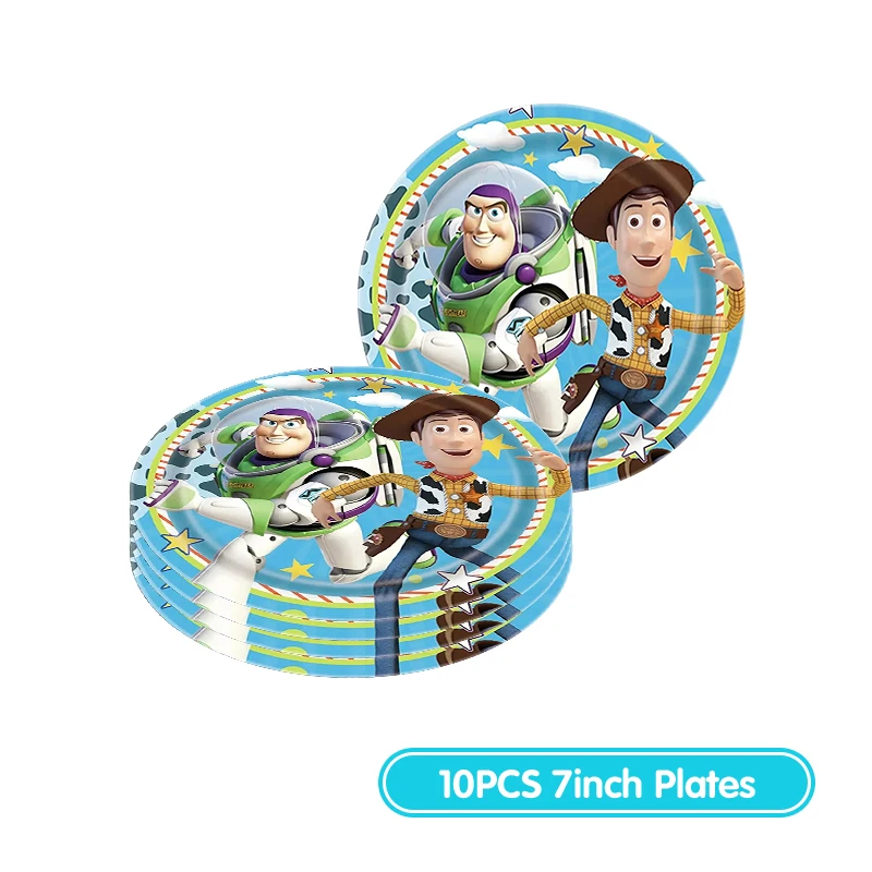 Disney Toy Story Birthday Party Decoration Tableware Supplies Buzz Lightyear Paper Cups Plates Tablecloth Balloons Set For Kids