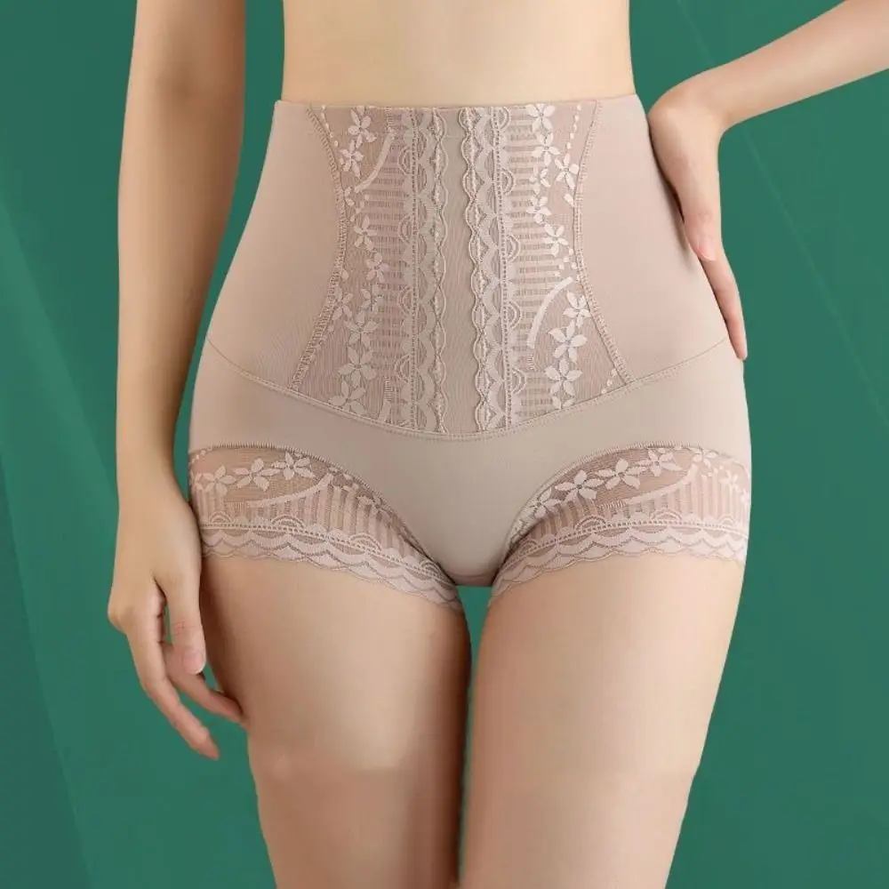 Sweet Lace Flower Slimming Shapewear High Waist Ice Slik Body Shaping Underpants Lingerie Shapers Butt Lifting Panties Women