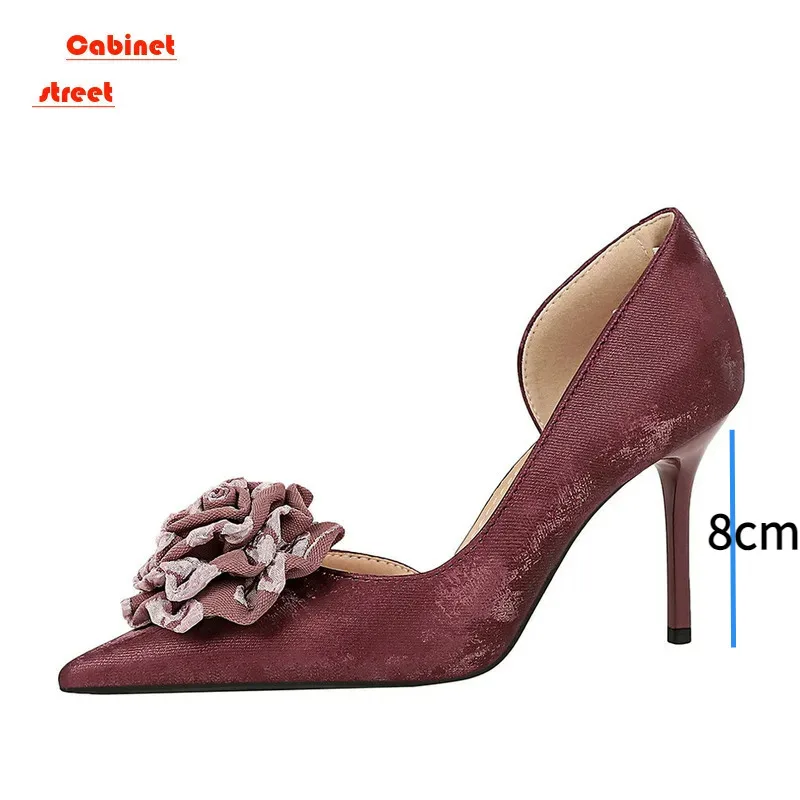 34-43 Size Retro Style Party Women's Shoes Ladies Slim Heel Medium Shallow Mouth Metal Pointed Iron Snake Single Women Pumps