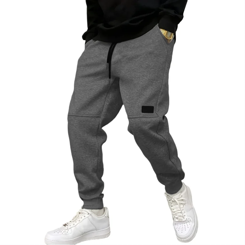 

Autumn Men's Sweatpants Solid Color Pants European and American High Street Trendy Brand Retro Casual Foot Tie