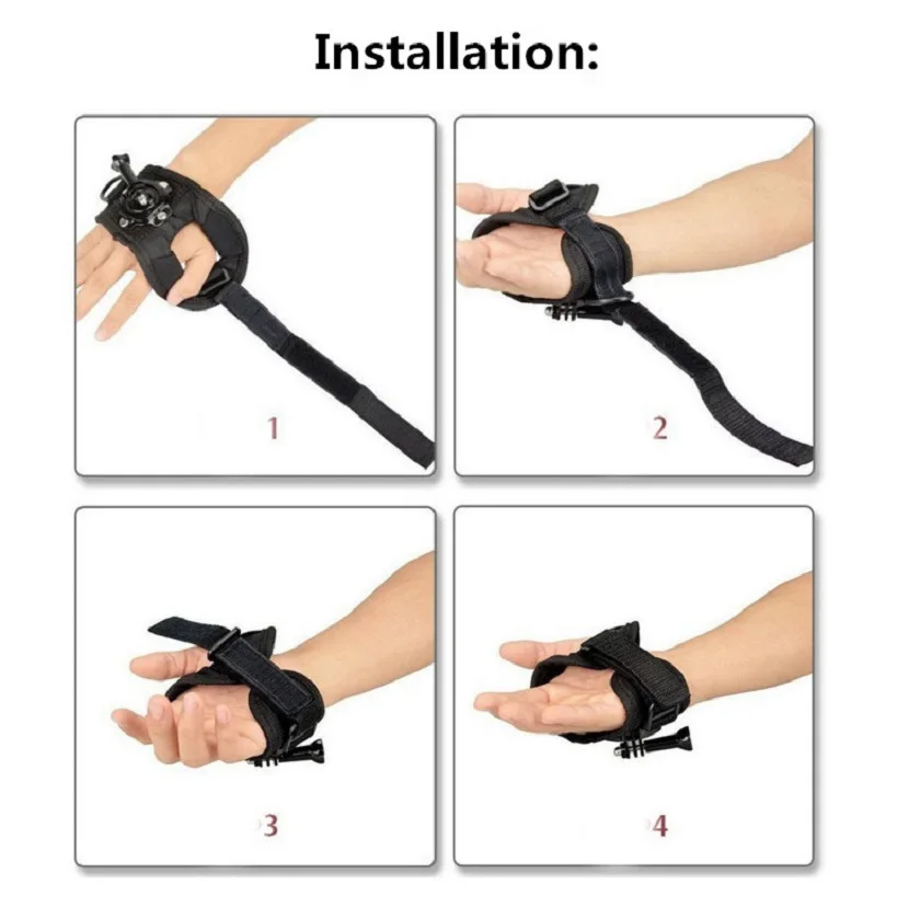 360° Rotation Glove Wrist Strap Mount For GoPro Hero 13 12 11 10 9 SJCAM Insta360 X4 X3 DJI Osmo Action 5 Pro Camera Accessories