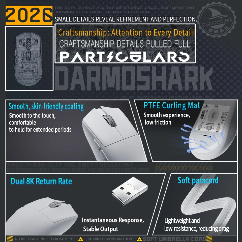 Darmoshark M3 Micro Pro ゲーミングマウス 30000DPI ワイヤレス