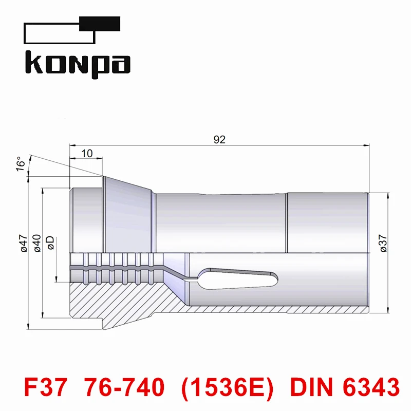 1536E Clamping Collet F37 DIN6343 76-740 CNC Single Spindle Lathe Forward Push Out Spring Chuck EF37 TF37 Round Square Hexagon