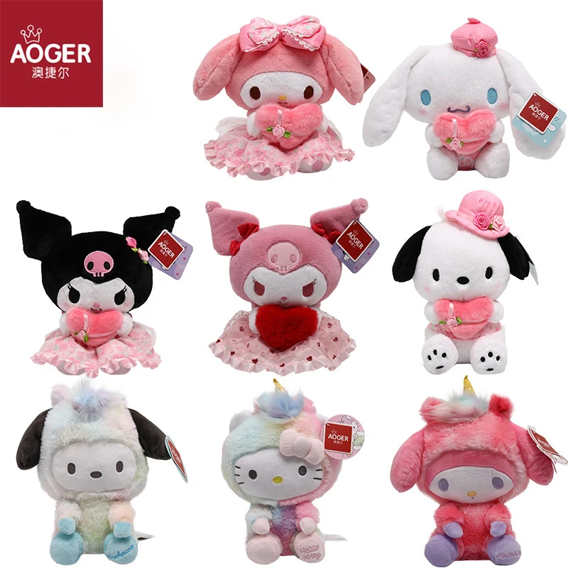 Aoger Original Cute Flower Hellokitty Kuromi Melody Cinnamoroll Plush Toys Festival Holiday Gift Homdecor Stuffed Plush Dolls