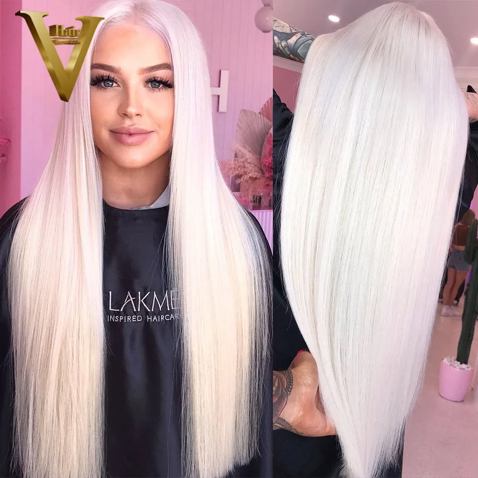 Platinum Blonde 5x5 Glueless HD Lace Closure Wigs Straight13x4 Lace Front Human Hair Wig For Women Honey Blonde Colored Hair Wig