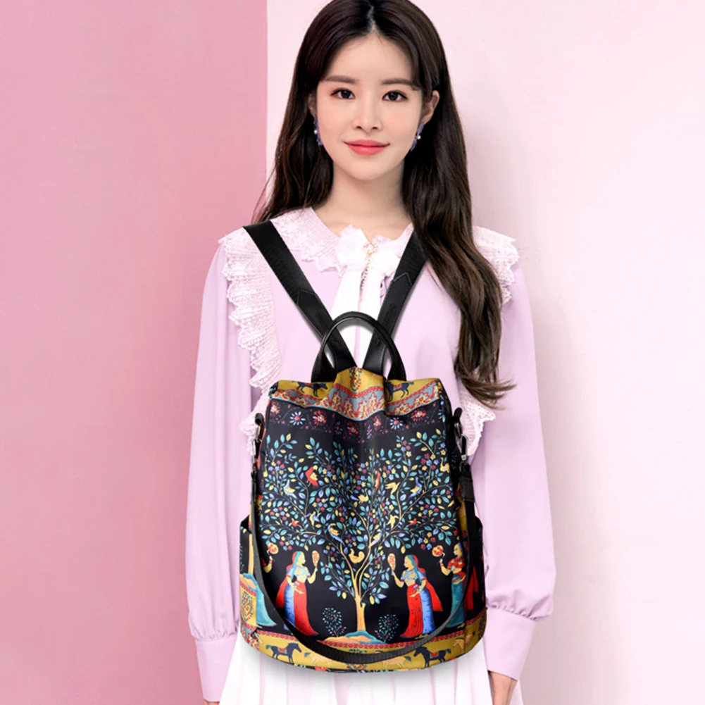 حقيبة ظهر أكسفورد مضادة للسرقة ذات سعة كبيرة للنساء للهدايا (شجرة)