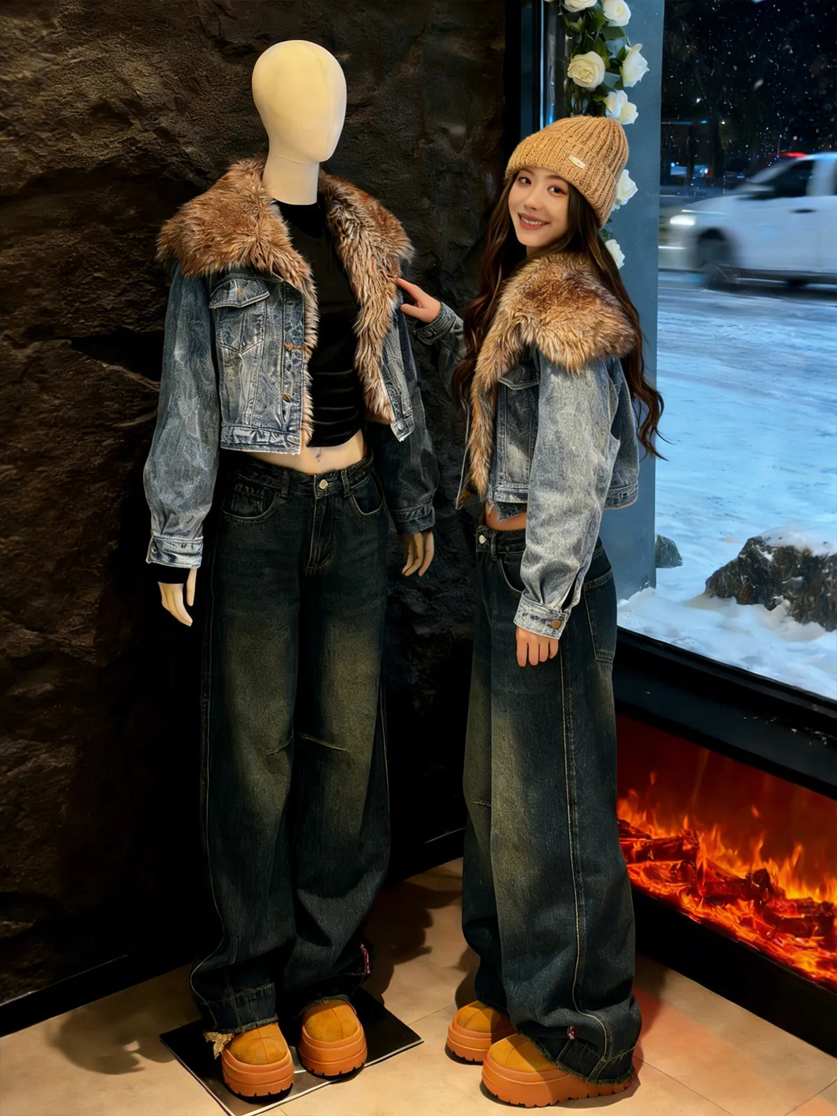 

Женские джинсы с высокой талией, на флисовой подкладке, широкие, прямого кроя, в пол, с бахромой, джинсовые брюки-клеш, повседневные, стильные