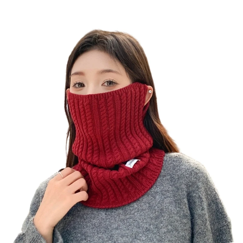 Reversible Warm Neck Scarf Windproof Face Cover With Ear Hook Design For Cycling Running Snowboarding Y166