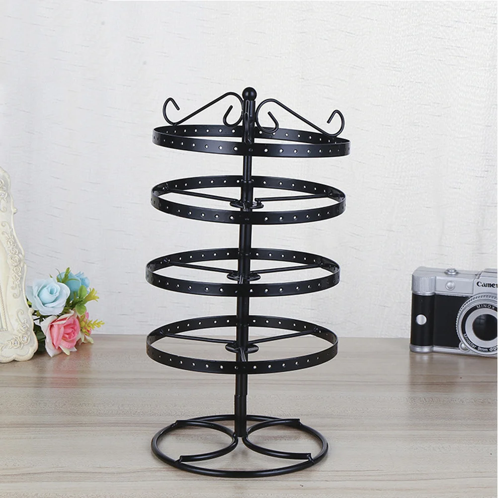 

1Pcs Ear Rings Display Stand 4 Layer Metal Earrings Storage Rack with 168 Holes Rotating Jewelry Holder for Organizing Studs