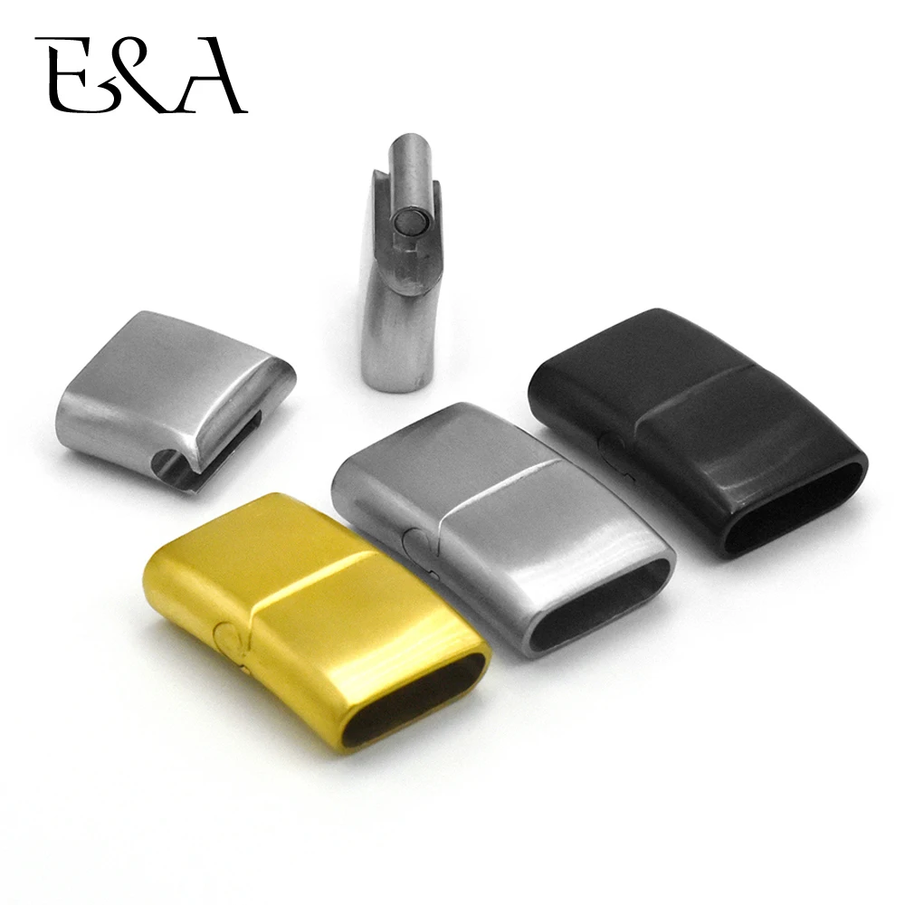 Stainless Steel Brush Magnetic Clasps 16*5mm Hole Leather Cord Magnet Buckle Bracelet Making DIY Jewelry Accessories