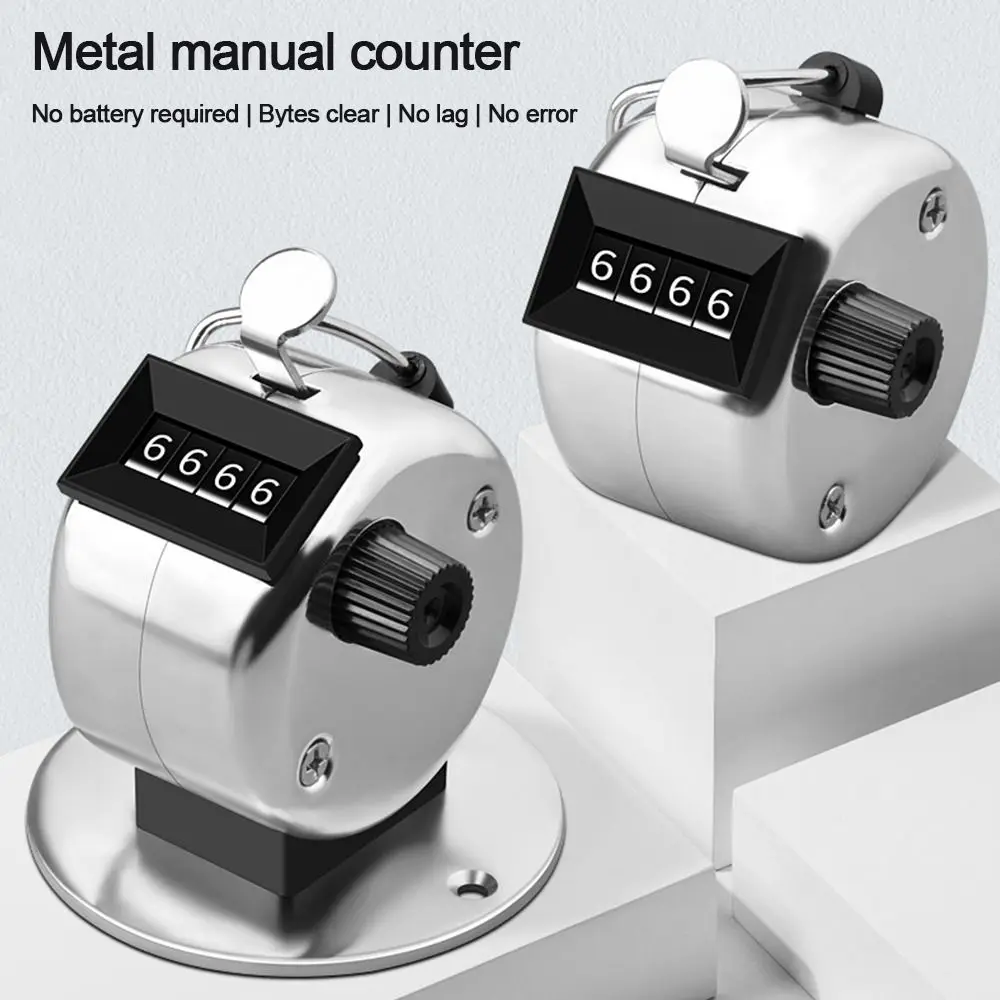 4 Digit Number Mechanical Counter Portable Metal Hand Held Number Counting Counting Clicker Warehouse