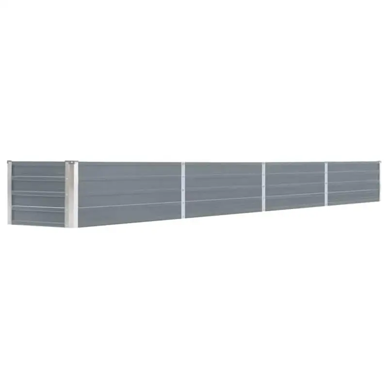 Bac à jardin surélevé en acier galvanisé 320×40×45 cm gris, jardinière en acier résistant aux intempéries au look rustique, durable pour la culture d'herbes aromatiques, de légumes et de plantes ornementales dans la cour et le patio.