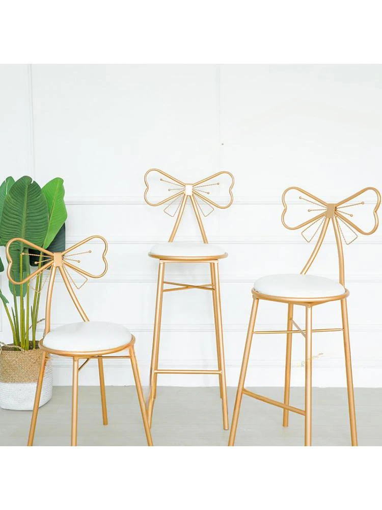 Modern Simple Bar High Stool Nordic Home Back Chair Stool Creative Fashion Bow Bar Chair