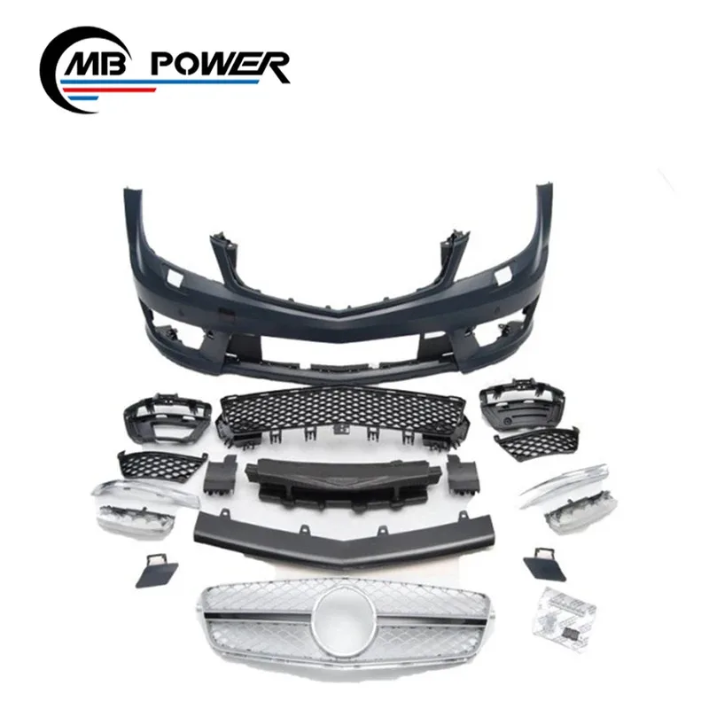 C-class W204 C63 4D نمط طقم الجسم ل C200 C260 C180 إلى W204 C63 المصد الأمامي المصد الخلفي مصبغة مادة pp 11y-13y #2