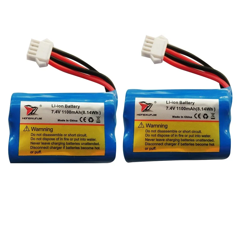 2S 7.4V 1100mAh 18500 Li-ion battery For HJ808 UDI 001 UDI001 HQ960 Remote control R/C Boat SM-4P Plug 7.4V USB charger SM-4P