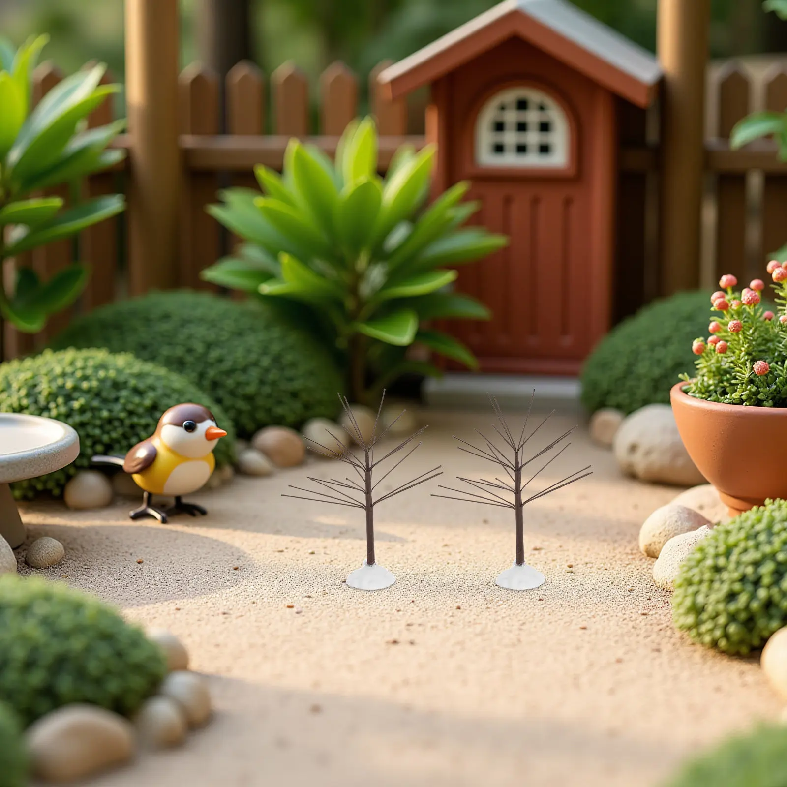 

10Pcs Artificial Bare Small Fake Plant Autumn Fall Ornament Miniature Christmas Village Accessories Winter Tabletop