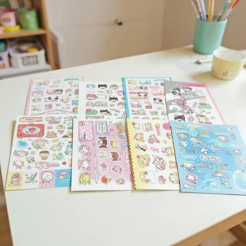 1/9 قطعة الكورية INS نمط الكرتون الحيوان Kawaii لطيف دفتر اليومي حساب اليد ملصقات سجل القصاصات ملصقات الزخرفية DIY بها بنفسك #5