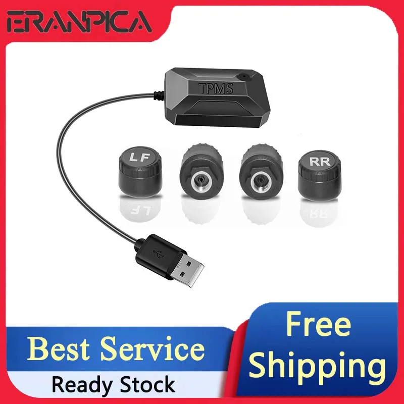 Eranpica Android Automotive Alarm System USB Charging For Cars TPMS Tire Pressure Monitor System Alarm External/Internal Sensors