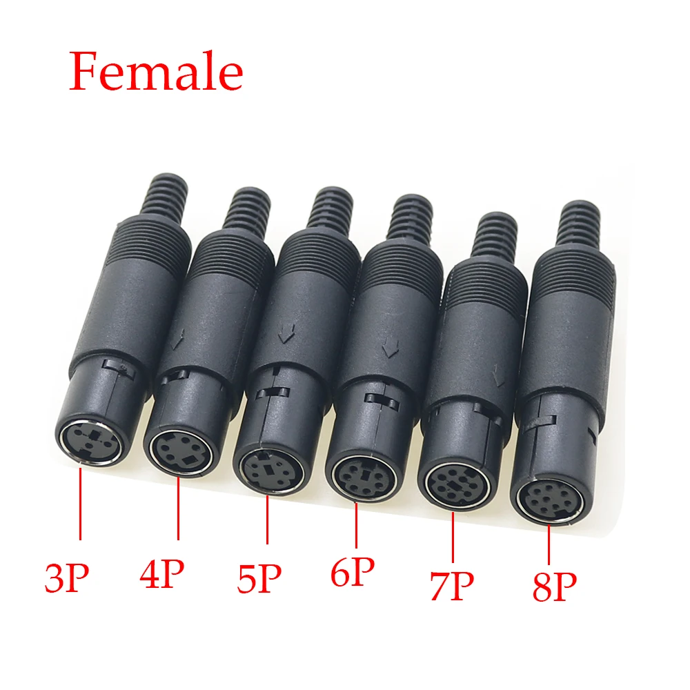 2PCS Mini DIN Plug 3/4/5/6/7/8 PIN Chassis Cable Mount Male Female Socket 3-8Pin Welding Wire S Terminal Mini PS2 Male Connector