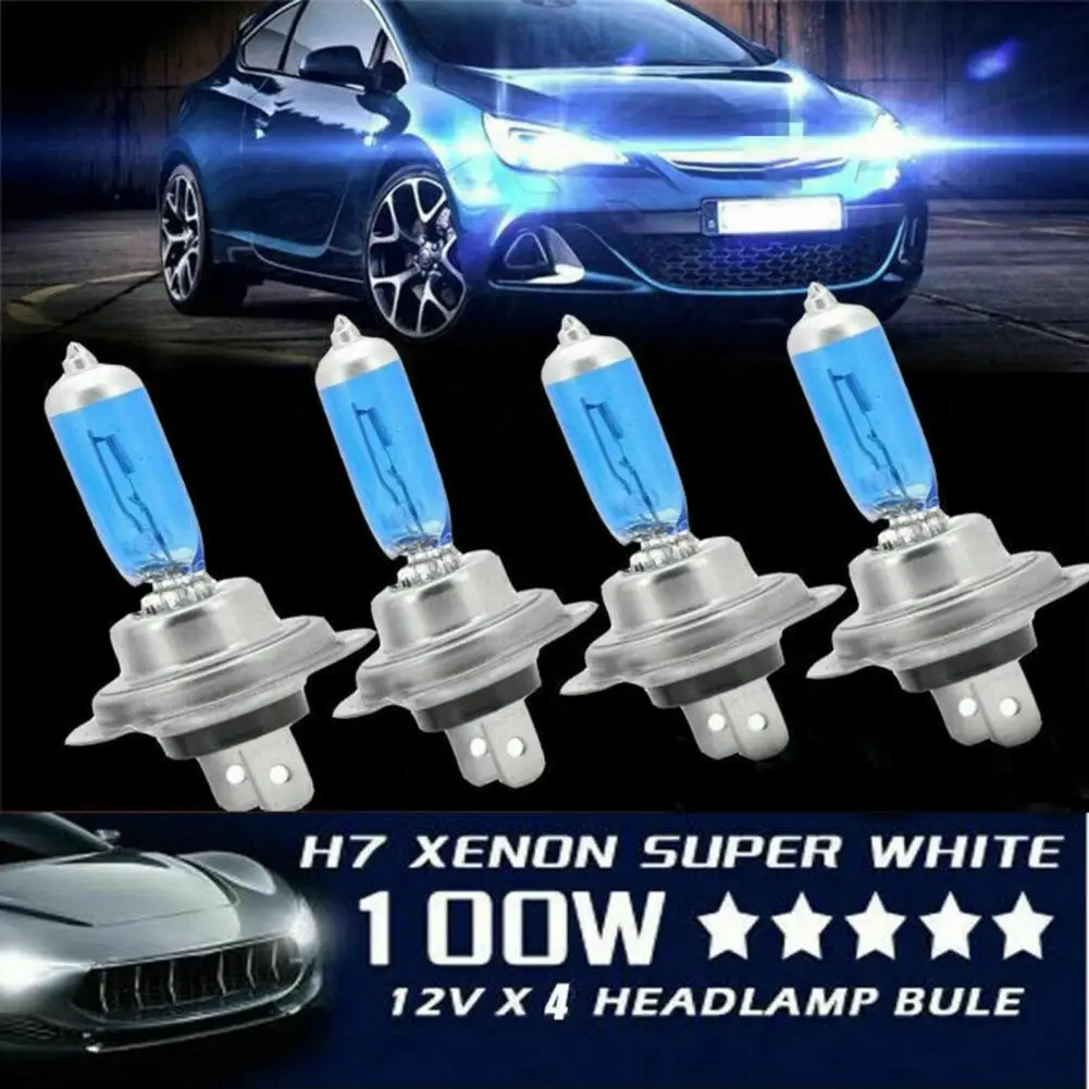High-quality Easy Installation Universal 100W Car Halogen Headlight Car Halogen Lamp Bulb Car Halogen Front Light 4Pcs