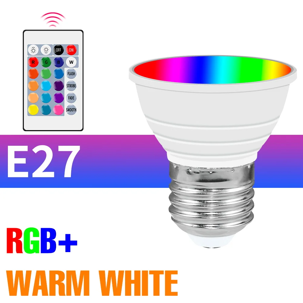 E27 LED RGB-lamp GU10 Spotlight E14 Plafondlamp Smart IR-afstandsbediening MR16-lamp GU5.3 Kroonluchter AC85-265V 15 kleuren dimbaar
