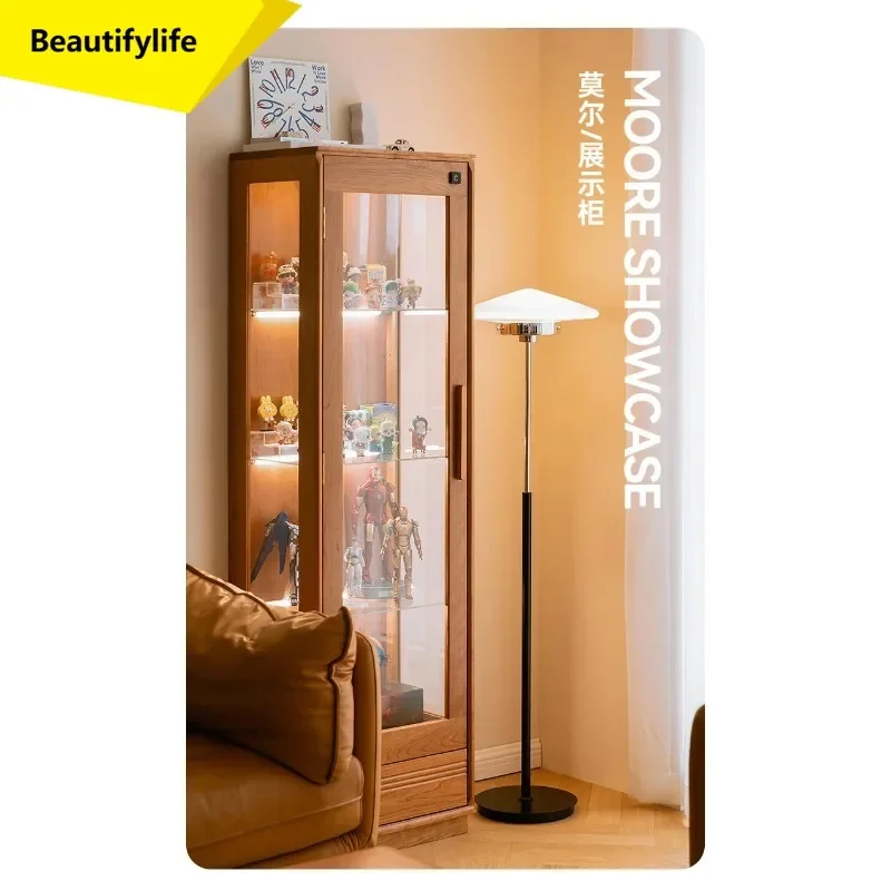 Transparent Glass Dustproof Display Cabinet Solid Wood Cherry Wood Living Room Display Storage Wine Cabinet K185
