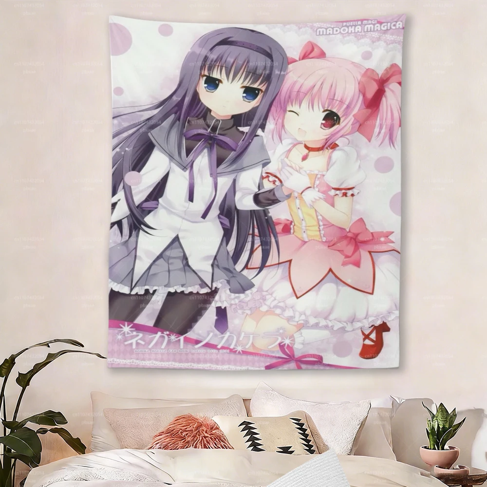 P-Puella M-Magi Madoka Magica Tapestry Anime Wall Hanging Cute Kawaii Room Decor for Bedroom Living Room Dorm
