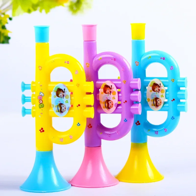 1Pcs Zufällige Farbe Kinder Musik Instrumente Frühe Bildung Spielzeug Kinder Cartoon Kunststoff Trompete Lernen Pädagogisches Spielzeug