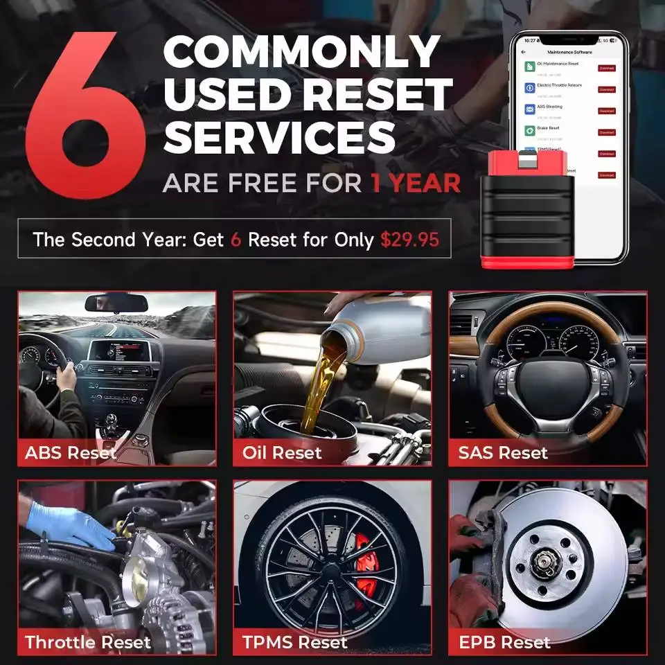 

6 сбросов OBD2 Bluetooth-сканер Двунаправленный считыватель кодов ABS Масло SAS Все системы OBD 2 Автомобильный диагностический инструмент Thinkcar Thinksafe