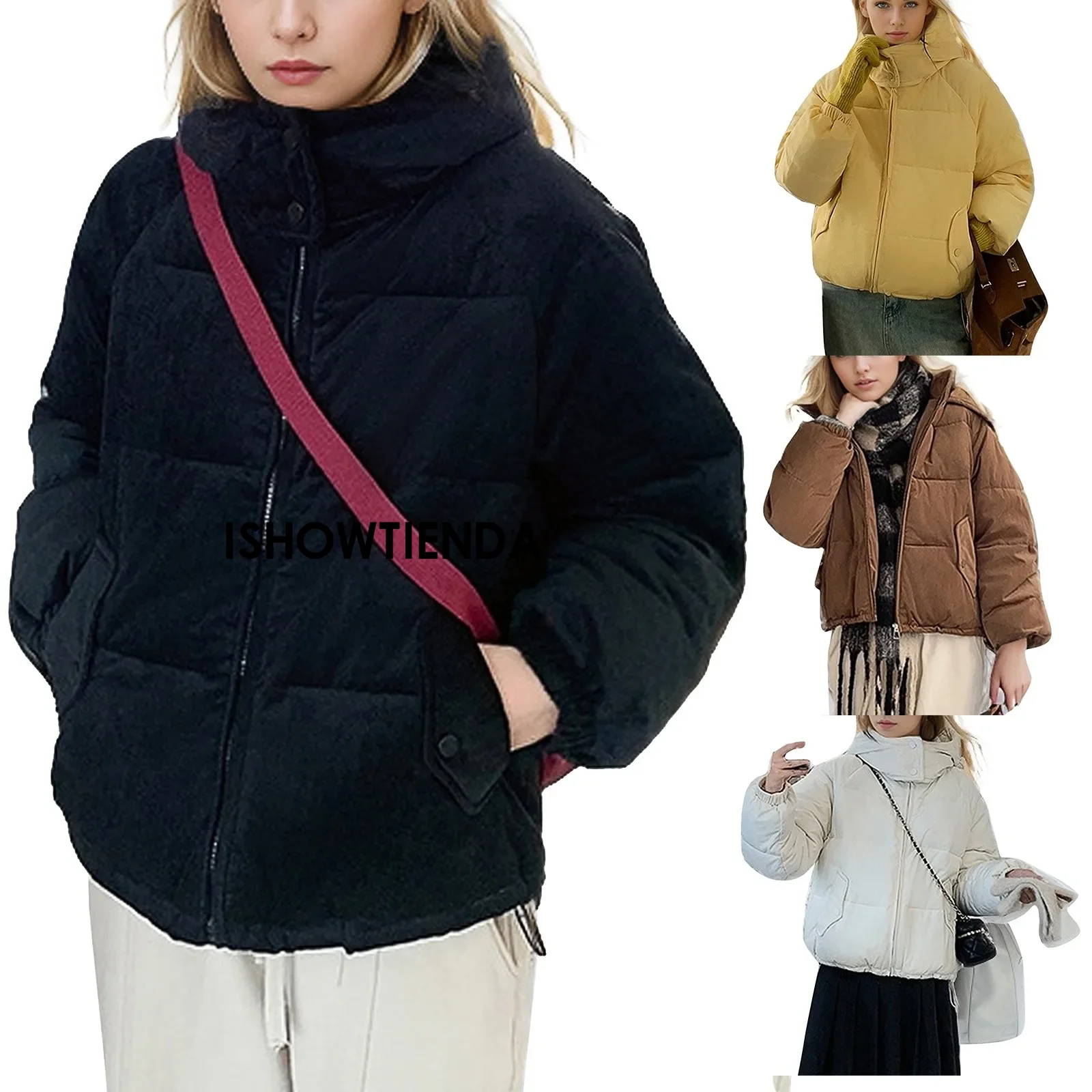 Women Korean Cotton Parkas Hooded Winter Oversize Coat Thick Warm Loose Puffer Jacket Female Solid Fashion Zipper Outwear