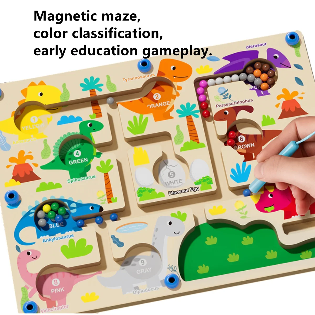 Magnetic Maze Toys For Kids Montessori wood Color Sorting Counting Board giocattoli educativi sensoriali penna Moving Ball puzzle Game