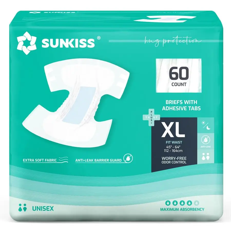 TrustPlus Adult Diapers with Maximum Absorbency, Unisex Disposable Incontinence Briefs with Tabs for Men and Women, Odor Control