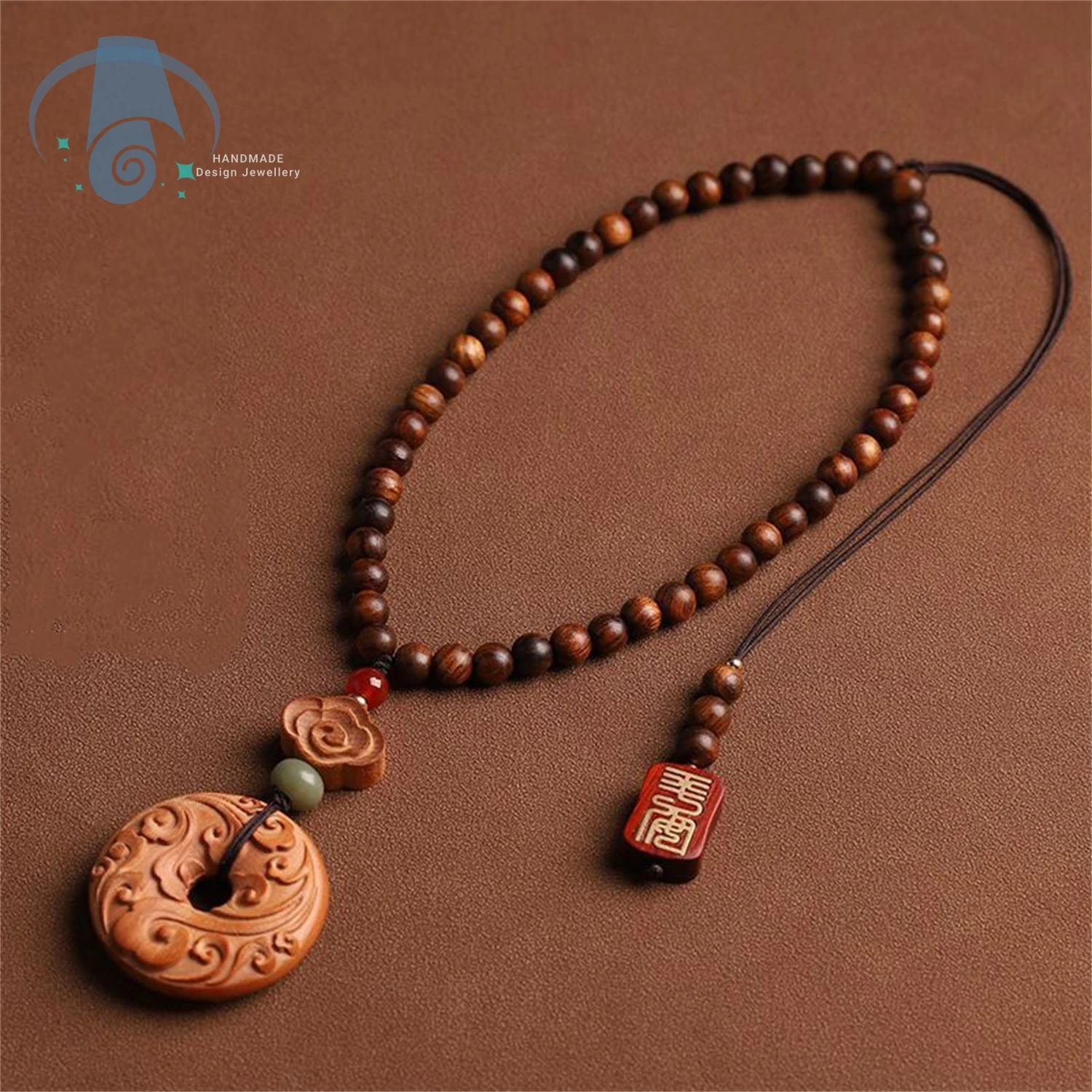 Car Protection Charm Peach Wood Pendant Lotus Cloud Design Adjustable Hanging Ornament For Rearview Mirror Auto Interior Decor