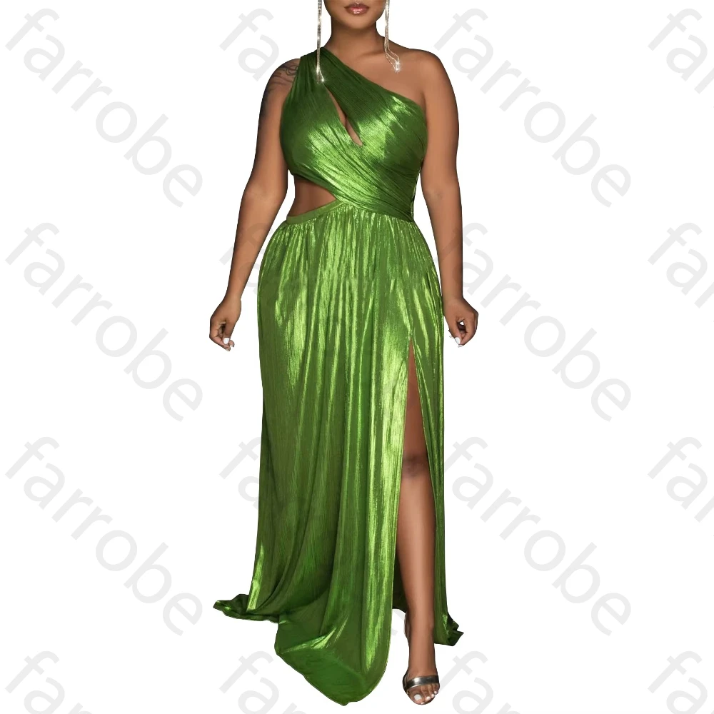 Abiti da sera eleganti con spacco laterale senza maniche monospalla Abito sexy con pieghe Squisiti abiti da ballo di alta qualità personalizzati